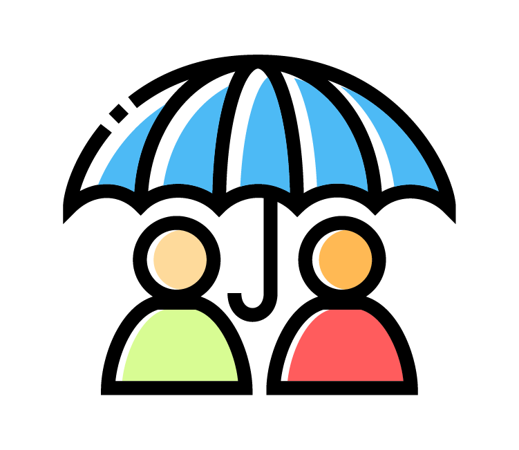 icon of two people standing under umbrella