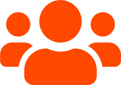 orange icon of three people