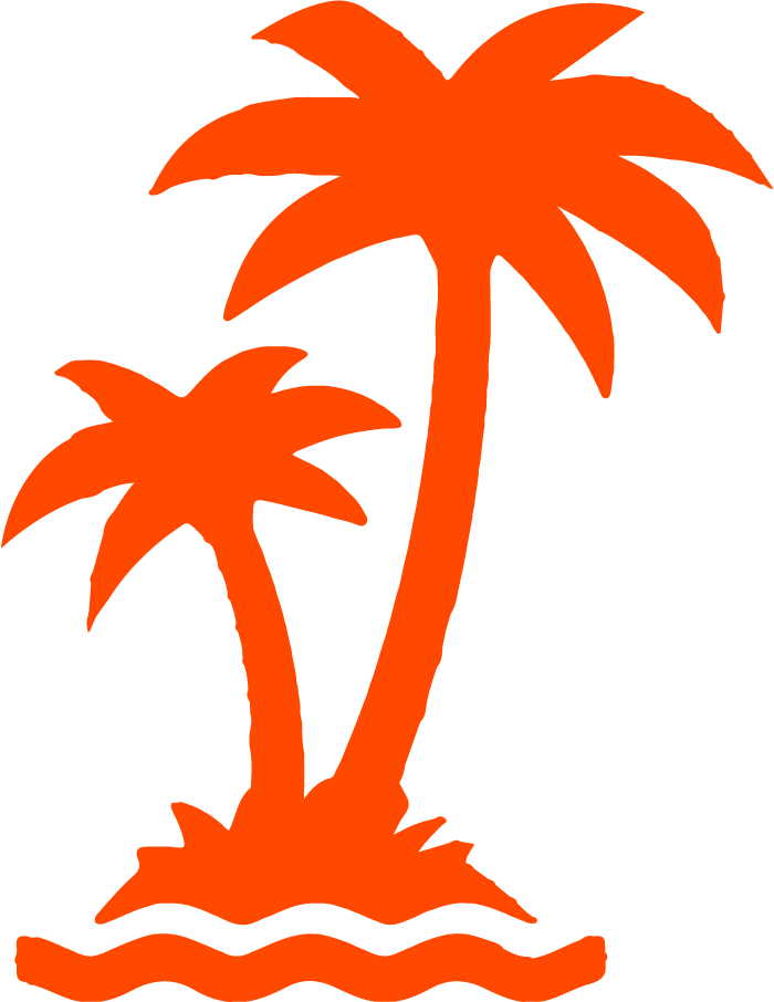 Orange icon of palm trees